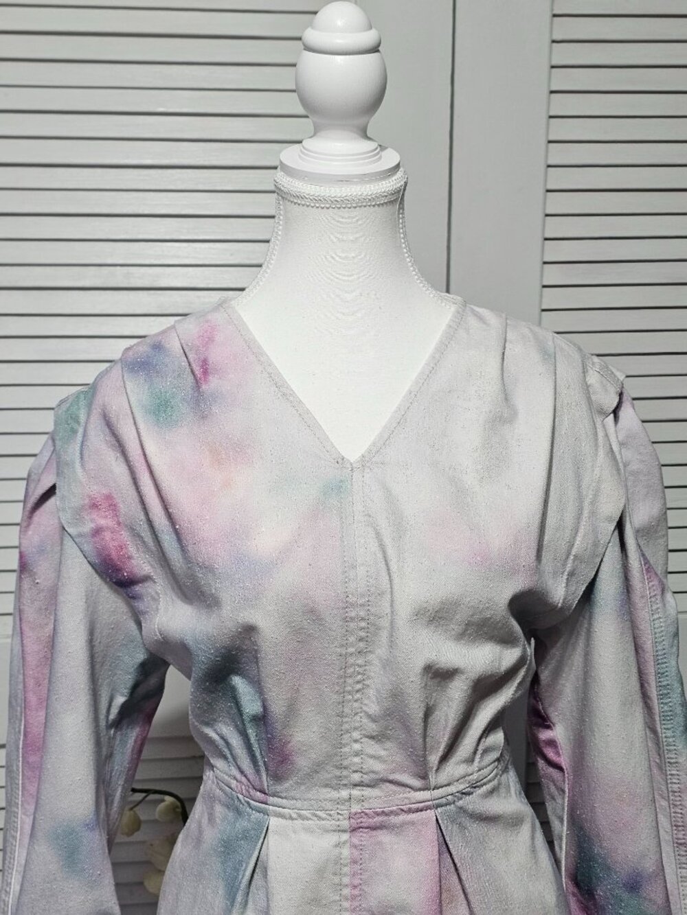 NWT Isabel Marant Étoile Robe Lacanau Women's Tie-Dye Denim Mini Dress Sz 8 3638 - Picture 11 of 15